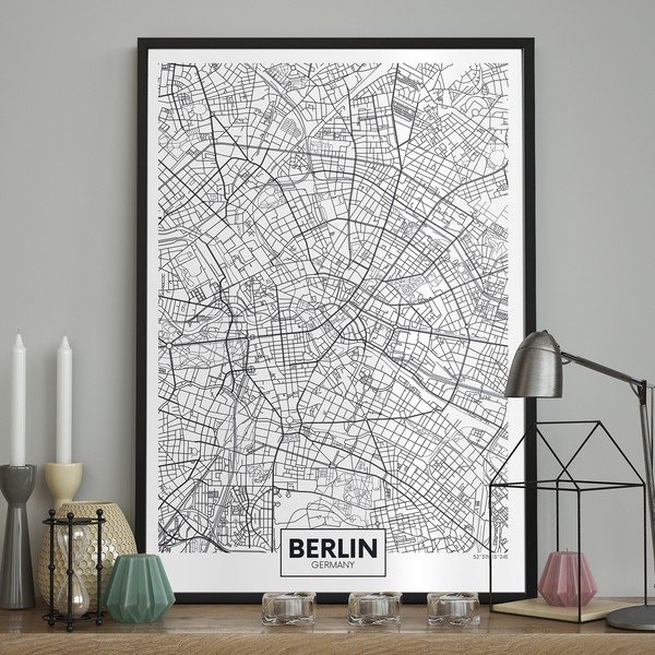 Poster da parete in cornice MAP/BERLIN, 70 x 100 cm Map Berlin - DecoKing-image-1