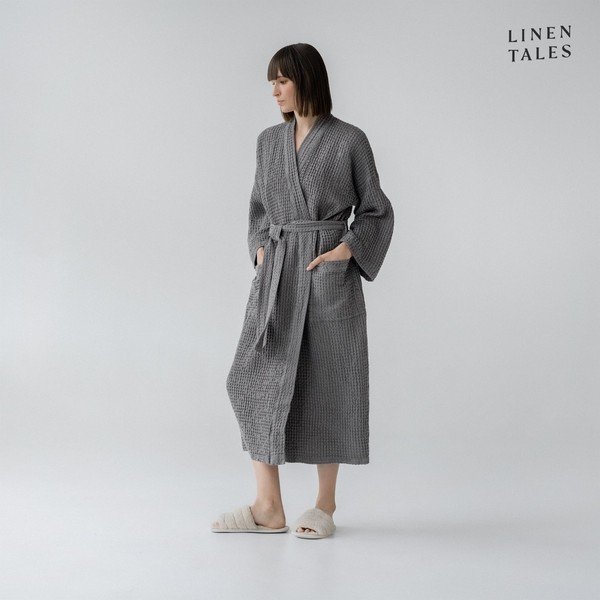 Accappatoio grigio scuro taglia L/XL Dark Grey - Linen Tales-image-1