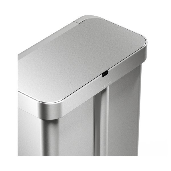 Cestino per la spazzatura argentato in acciaio per raccolta differenziata/con sensori contactless 34+24 l Dual Sensor – simplehuman-image-1