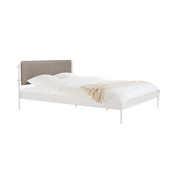 Letto matrimoniale imbottito bianco in acciaio con rete inclusa 200x200 cm Eton Basic – noo.ma