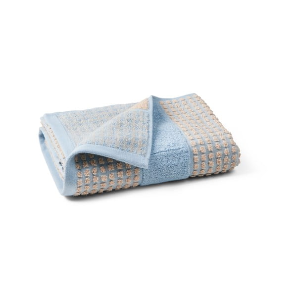 Telo da bagno in cotone biologico azzurro-beige 70x140 cm Check - JUNA-image-2