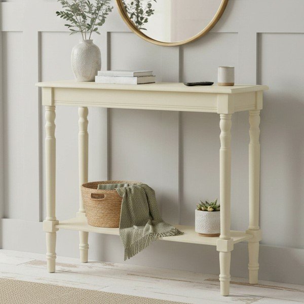 Tavolo consolle avorio in pino massiccio 30x80 cm Heritage – Premier Housewares-image-1