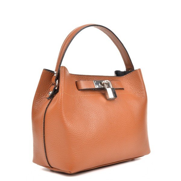 Koňakově hnědá kožená kabelka Isabella Rhea Lock Cognac-image-1