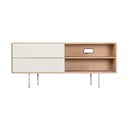 Mobile TV bianco-colore naturale in rovere 150x64 cm Fina - Gazzda