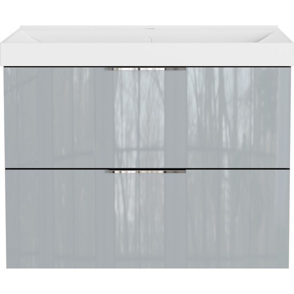Mobile da lavabo grigio lucido da appendere 81x65 cm Celano – Germania-image-3
