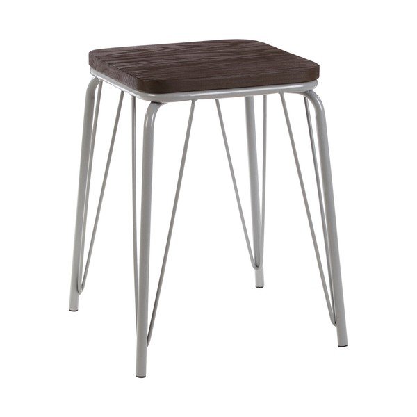 Sgabello grigio/colore naturale scuro in olmo massiccio District – Premier Housewares