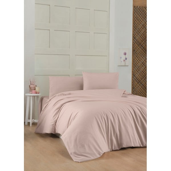 Biancheria da letto rosa/marrone in cotone renforcé per letto singolo 140x200 cm – Mijolnir