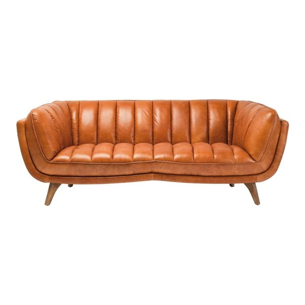 Divano in pelle marrone cognac Bruno - Kare Design