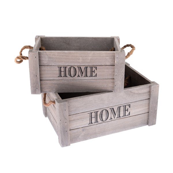 Sada 2 dřevěných úložných bedýnek Dakls Home