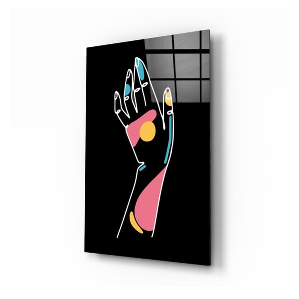 Pittura su vetro , 46 x 72 cm Abstract Colored Hand - Insigne