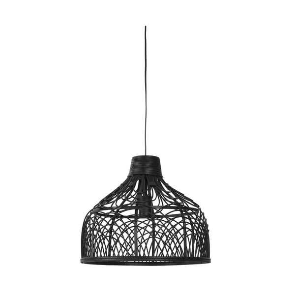 Lampada da soffitto nera con paralume in rattan ø 42 cm Pocita - Light & Living