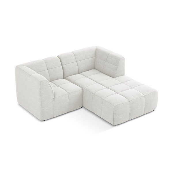 Divano angolare bianco (con penisola a destra/con chaise lounge) con rivestimento in bouclé Aloha – Makamii-image-3