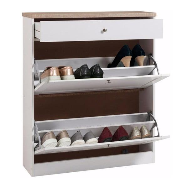 Scarpiera bianca con cassetto, 2 vani Hector - Støraa-image-1