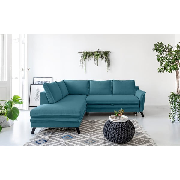 Divano letto angolare turchese L, angolo sinistro Charming Charlie - Miuform-image-1