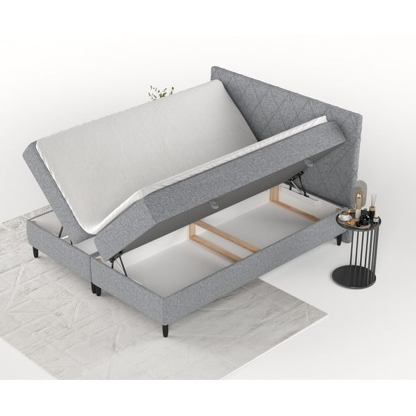 Letto boxspring grigio con contenitore 180x200 cm Gwen - Maison de Rêve-image-4