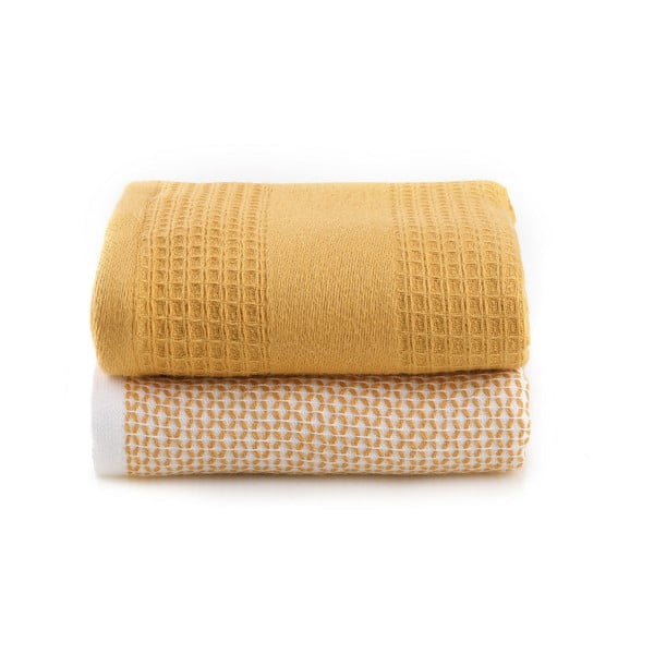 Set di asciugamani goffrati gialli 2 pz 40x60 cm Betty – Foutastic-image-3