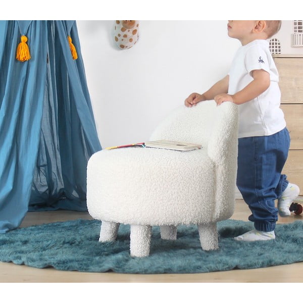 Poltrona per bambini bianca in tessuto bouclé Moouv - Artie-image-2