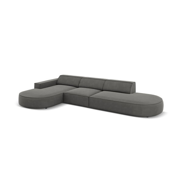 Divano angolare in velluto grigio (angolo sinistro) Jodie - Micadoni Home-image-4