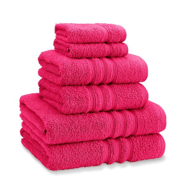 Set di asciugamani per viso e corpo tipo terry rosa scuro in cotone 6 pz Zero Twist – Catherine Lansfield