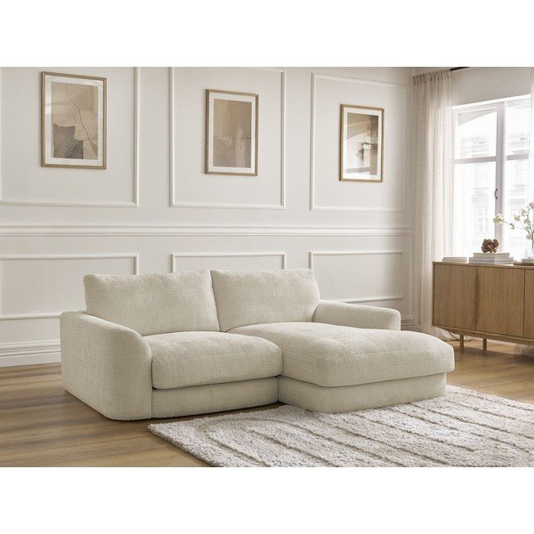 Divano angolare beige (con penisola a destra/con chaise lounge) con rivestimento in ciniglia Leonore – Bobochic Paris-image-3