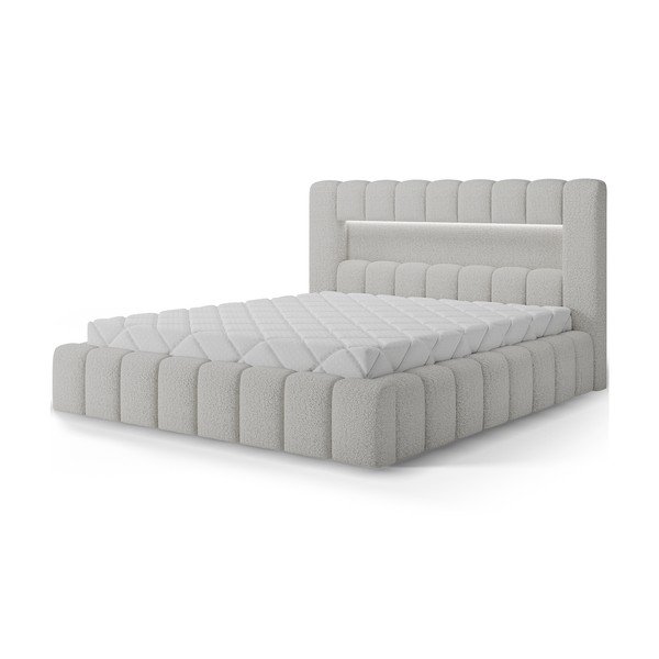 Letto matrimoniale imbottito color crema con contenitore con rete inclusa 180x200 cm Lamica – ELTAP