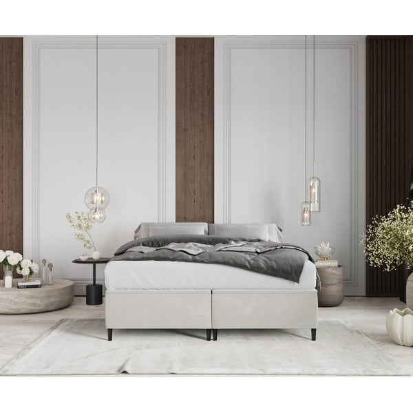 Letto matrimoniale imbottito crema con contenitore 180x200 cm Tate - Maison de Rêve-image-3