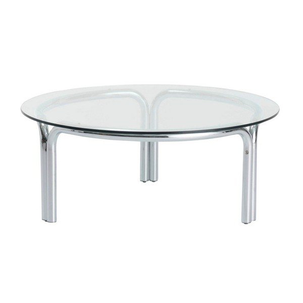 Tavolino da salotto rotondo color argento lucido con piano in vetro ø 100 cm Smycka – Ellos Home