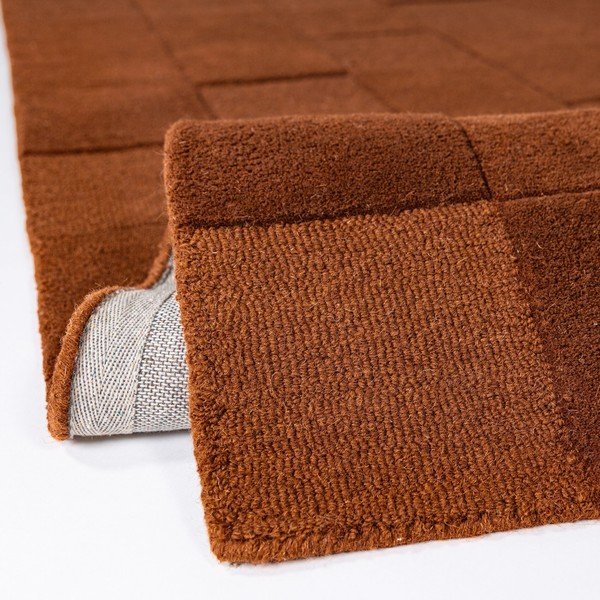 Tappeto color terracotta in lana tessuto a mano 120x170 cm Checkerboard – Flair Rugs-image-3
