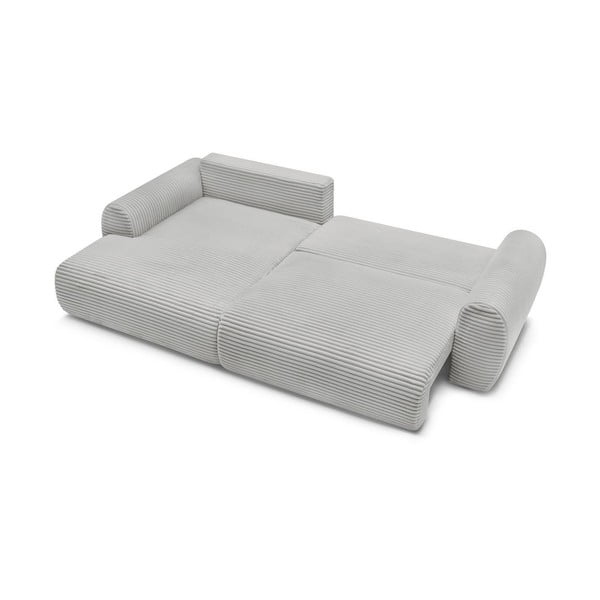 Divano angolare in grigio chiaro allungabile (con penisola a sinistra) con rivestimento in velluto a coste Lucien – Bobochic Paris-image-4