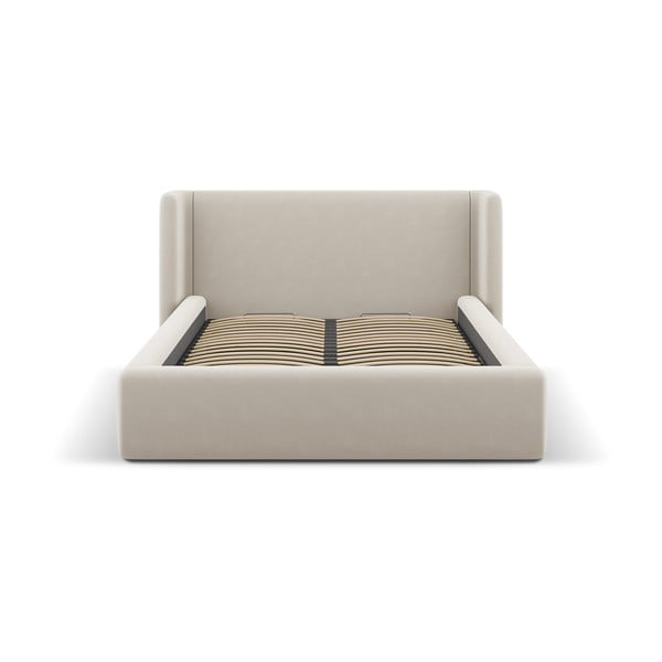 Letto matrimoniale imbottito beige con contenitore con rete inclusa 160x200 cm Jason – Windsor & Co Sofas-image-2
