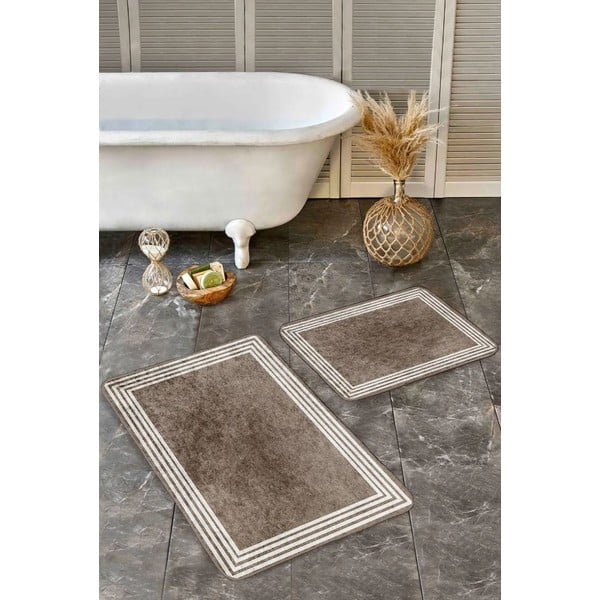 Set di tappetini per il bagno grigio tortora in velluto 2 pz 60x100 cm – Mila Home-image-4