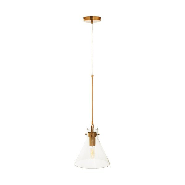 Lampadario dorato in metallo con paralume in vetro ø 25 cm Trieste – Premier Housewares-image-2