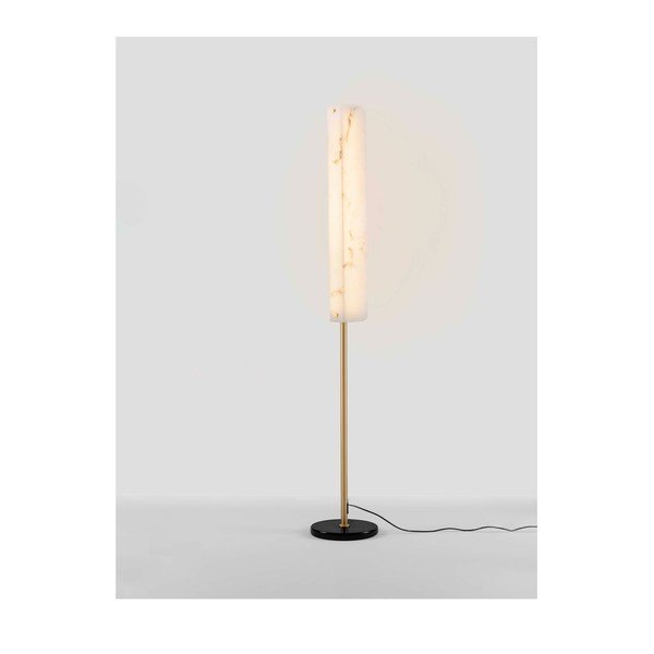 Lampada da terra LED color crema/color ottone con effetto marmo (altezza totale 160 cm) Aider – Nova Luce-image-4