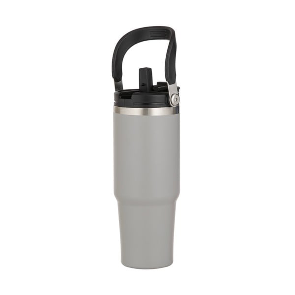 Bottiglia bottiglia da viaggio grigia in acciaio inox 1 l Eco – Ladelle-image-3