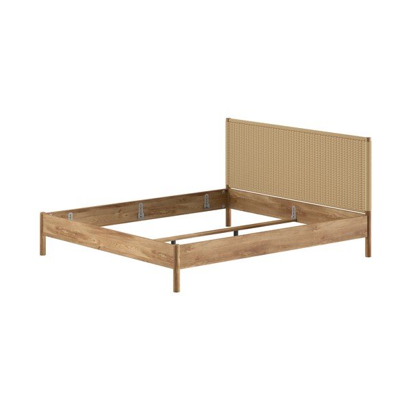 Letto matrimoniale di colore naturale in rovere massiccio rete non inclusa 180x200 cm Olive Rope – Vipack-image-2