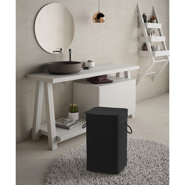 Cestino da bucato in bambù nero Tatami - Sapho-image-1