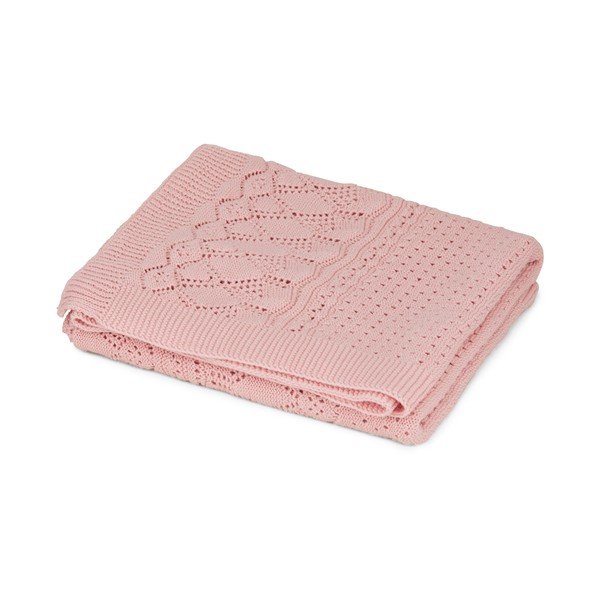 Coperta per bambini rosa polveroso in cotone organico lavorata a maglia 80x100 cm Sorbet – Cam Cam Copenhagen