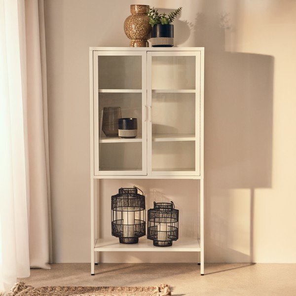 Vetrina bianca in acciaio 75x150x35 cm Acier – Premier Housewares-image-2