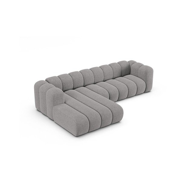 Divano angolare grigio (con penisola a sinistra/con chaise lounge) con rivestimento in ciniglia Lupine – Micadoni -image-2