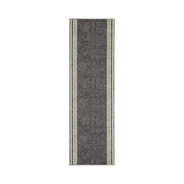 Šedý běhoun s bílými detaily Hanse Home Ornament, 80 x 450 cm