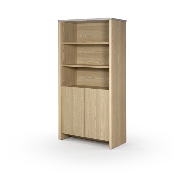 Libreria bianca/colore naturale chiaro con effetto rovere 90x180x48 cm Dore – Marckeric-image-4