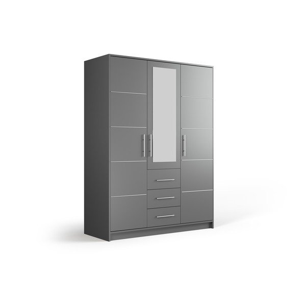 Armadio grigio con specchio 147x200 cm Derry - Cosmopolitan Design-image-2