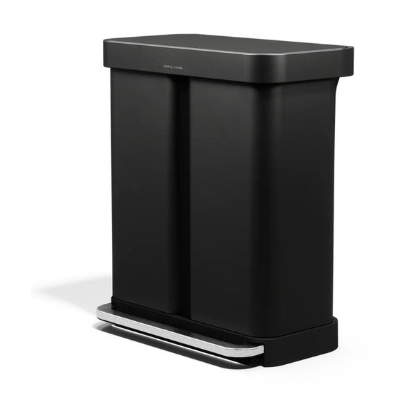 Cestino per la spazzatura nero opaco in acciaio per raccolta differenziata/con pedale 34+24 l – simplehuman-image-3