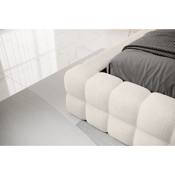 Letto matrimoniale imbottito bianco con contenitore e rete inclusi 160x200 cm Dizzle – ELTAP-image-4