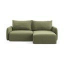 Divano angolare verde allungabile/con contenitore (con penisola a destra/con chaise lounge) con rivestimento in velluto Kalena – Makamii