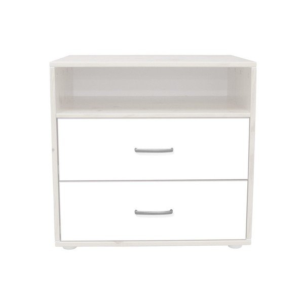 Cassettiera per bambini bianca con 2 cassetti in legno di pino laccato Classic - Flexa-image-1