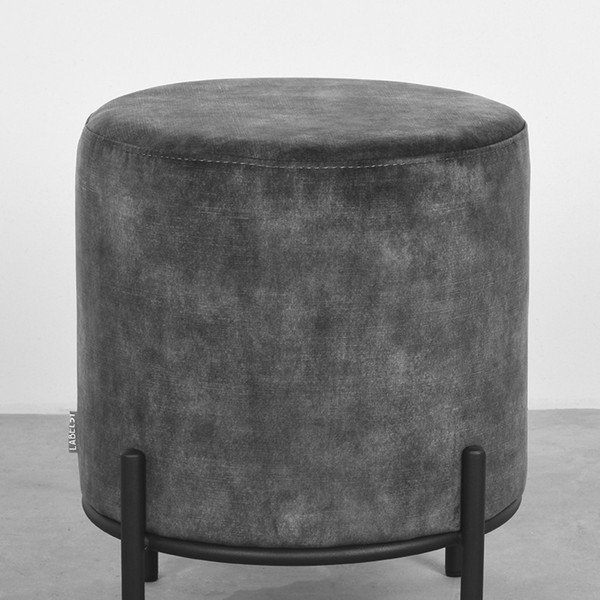 Sgabello in velluto grigio scuro Troy - LABEL51-image-1