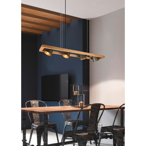 Lampadario in colore grigio-naturale Bell - Trio-image-1