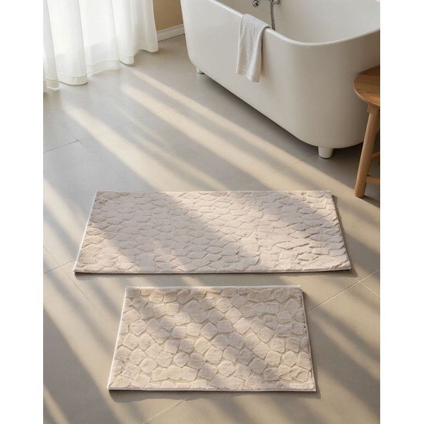 Set di tappetini per il bagno beige 2 pz 60x100 cm Rabbit – Foutastic-image-2