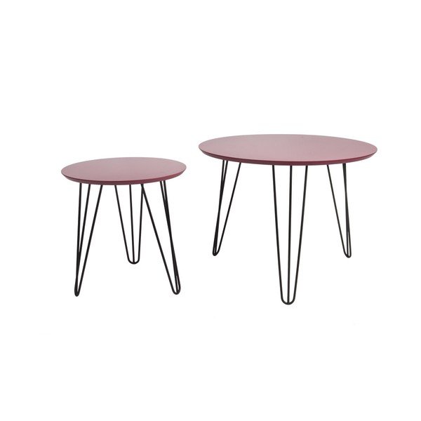 Set di 2 tavoli contenitori con piano rosso Sparks - Leitmotiv